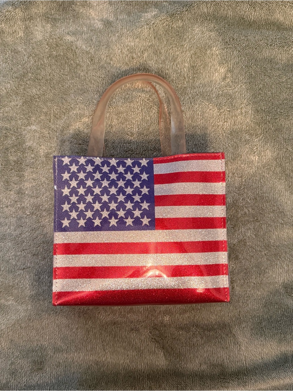 USA Flag Small Tote Bag Metropolitan Museum of Art NYC Glittery Vinyl